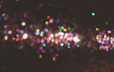 Blurred bokeh multi-colored abstract lights defocused background - obrazy, fototapety, plakaty