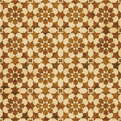 Retro brown watercolor texture grunge seamless background Islamic star flower square cross