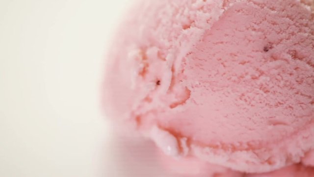 Strawberry Ice Cream Scoop On A White Background