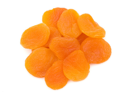 Dried Apricots on a White Background