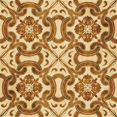 Retro brown watercolor texture grunge seamless background cross round curve kaleidoscope