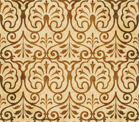 Retro brown watercolor texture grunge seamless background curve spiral cross kaleidoscope frame