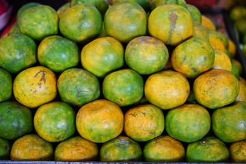 Oranges are high in vitamin C.