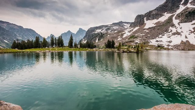 Time Lapse in Grand Tetons of Lake Solitude in Wyoming Wilderness