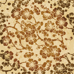 Retro brown watercolor texture grunge seamless background cross plum blossom