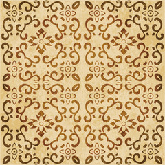 Retro brown watercolor texture grunge seamless background spiral cross curve flower