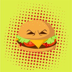Danger Burger Monster Pop Art Vector Design, Illustration