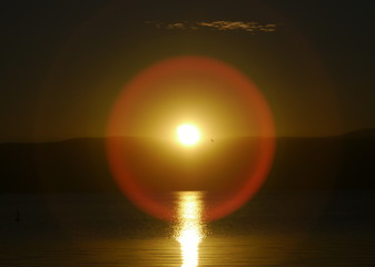 sunset over the lake