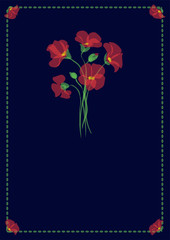card with a bouquet of red flowers