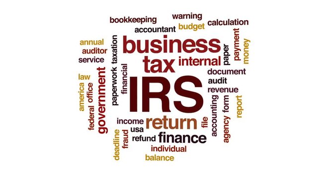 IRS animated word cloud, text design animation.