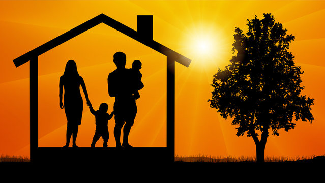 house family silhouette vector