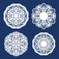 Set of round patterns. Lacy napkin - obrazy, fototapety, plakaty