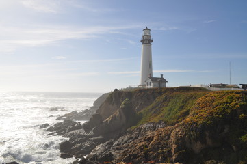 Fototapeta na wymiar California Ocean Cliff Lighthouse