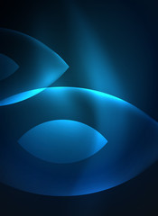 Glowing modern geometric shapes in dark space