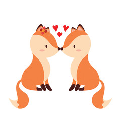 cute fox in love vector