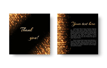 A leaflet template with golden rays, sparkles, and lights on a dark backdrop. Background for Christmas ornaments congratulations.