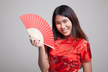 Asian girl in chinese cheongsam dress