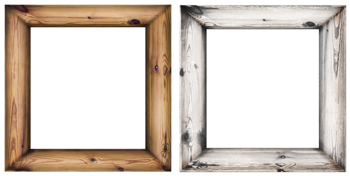 set of wooden frames isolated on white
