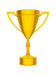 Gold cup winner on white background. Isolated 3D illustration