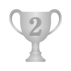 Trophy cup icon illustration. silver ( 2nd place ) 