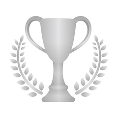 Trophy cup icon illustration. silver ( 2nd place ) 