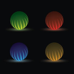 Set of glowing balls. Icons