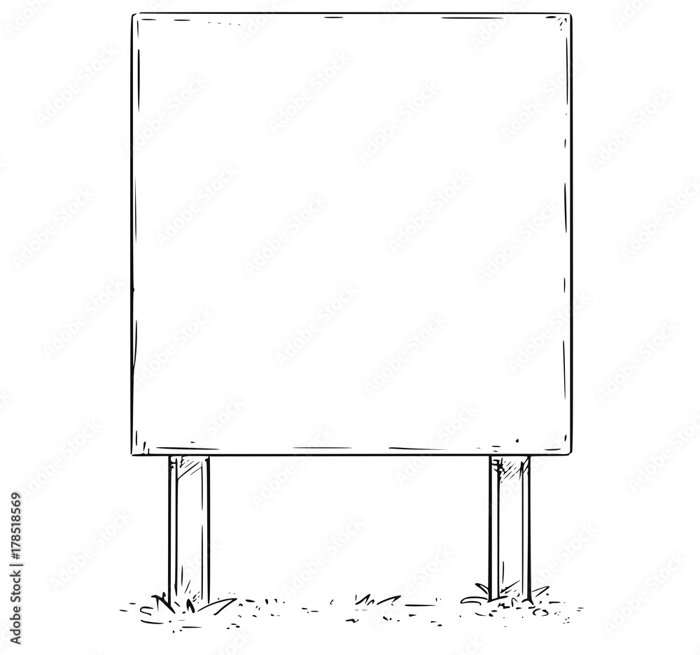 Wall mural empty blank sign board drawing