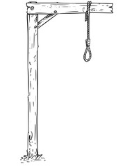 Drawing of Hang Knot Noose Gallows - obrazy, fototapety, plakaty