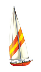Cartoon happy sailboat - illustration for children