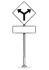 Drawing of Two Ways Arrow Traffic Sign