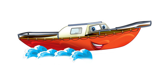 Cartoon motor boat - illustration for children