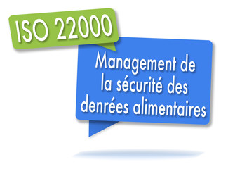 ISO 22000 quality management in colored bubbles