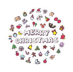 vector doodle christmas icons set
