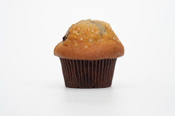 Blueberries muffin on white background.