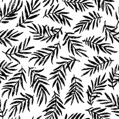 Seamless palm branch pattern hand drawn design. Simple background. Seamless pattern. Vector illustration