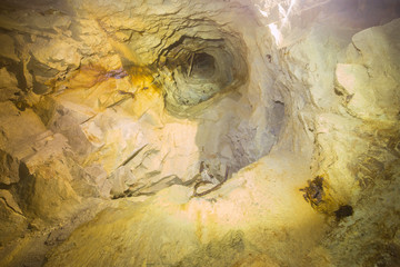 Underground mine shaft gold copper ore tunnel gallery with vertical raise