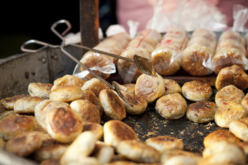 Savory cakes for sale in Tunxi old town, Anhui Province, China