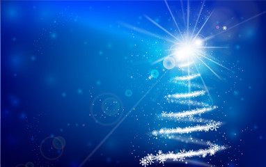 Winter snowflake falling with glittering and lighting over blue abstract background for winter and christmas with copy space and vector illustration 003