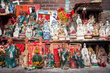 Large street shrine outside Tin Hau Temple on Temple Street, Hong Kong;