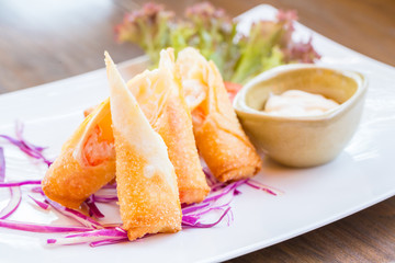Deep fried spring rolls, Food Thai name is Por Pieer Tod (Thai Spring Roll)
