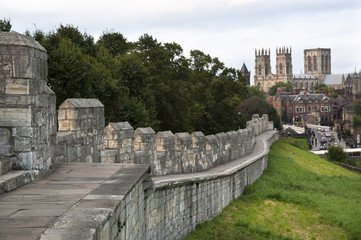 York Minster seen from the city walls, York, UK