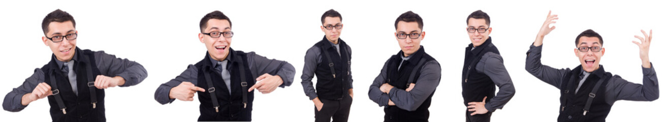 A young man wearing suit isolated on white