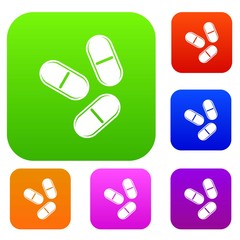 Three pills set color collection