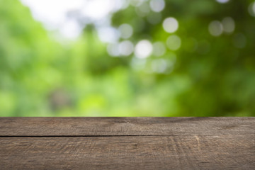 Spring background with wooden table
