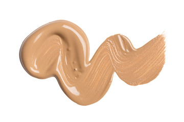 smeared foundation natural make up on white background