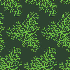 Seamless green pattern with roots or leaf veins