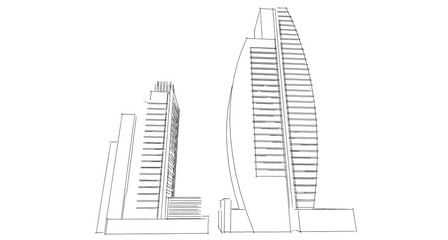 Abstract architectral drawing sketch,Illustration