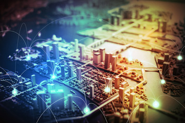 Smart city and Internet of Things concept.