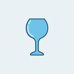 Colorful wine glass blue icon
