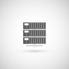 Computer Server icon, flat design. Vector illustration.